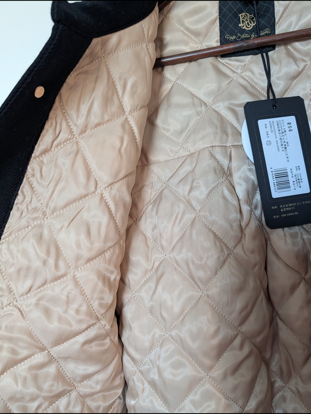 Rose Studio By Guopei-Embroidered Black Jacket with Beige Dragon Motif - Picture 9 of 12